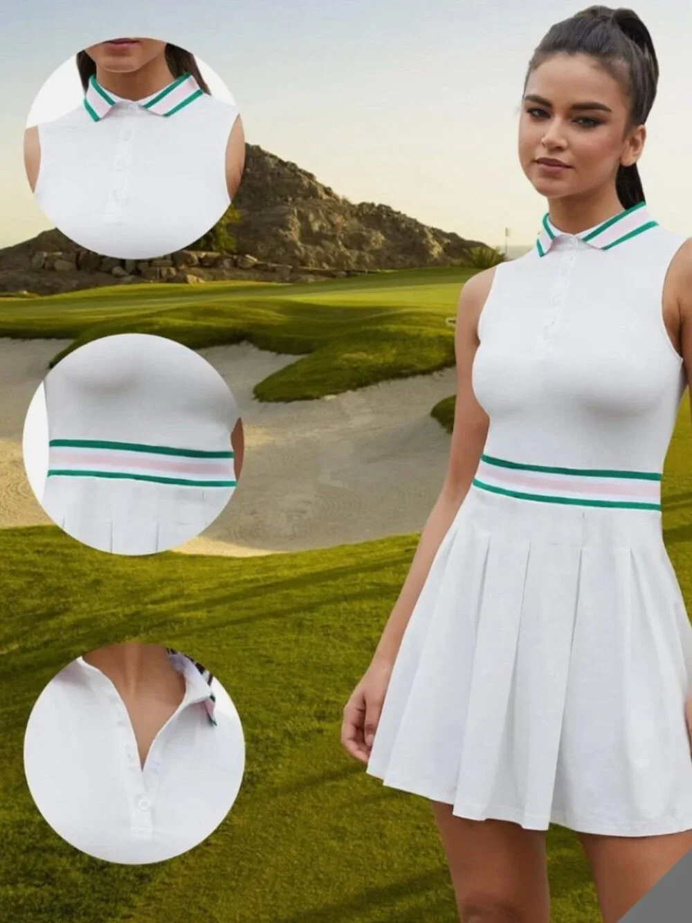 WBQ White Tennis Dress w/ Shorts | Pleated - Picture 2 of 9